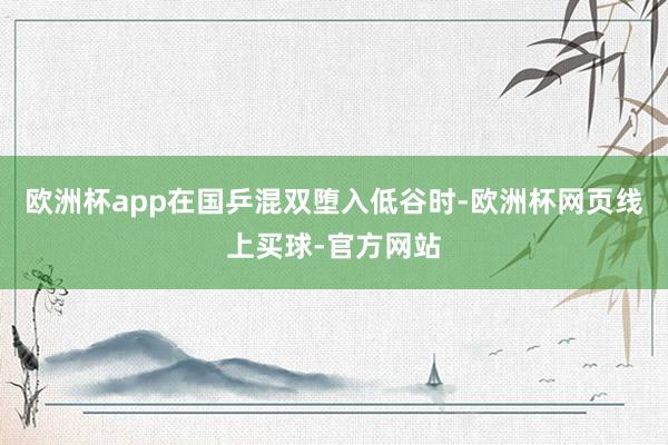 欧洲杯app在国乒混双堕入低谷时-欧洲杯网页线上买球-官方网站