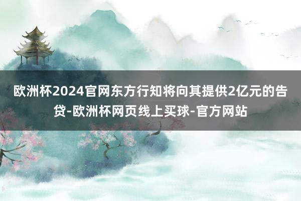 欧洲杯2024官网东方行知将向其提供2亿元的告贷-欧洲杯网页线上买球-官方网站