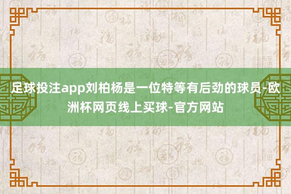 足球投注app刘柏杨是一位特等有后劲的球员-欧洲杯网页线上买球-官方网站