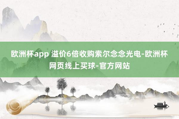 欧洲杯app 　　溢价6倍收购索尔念念光电-欧洲杯网页线上买球-官方网站