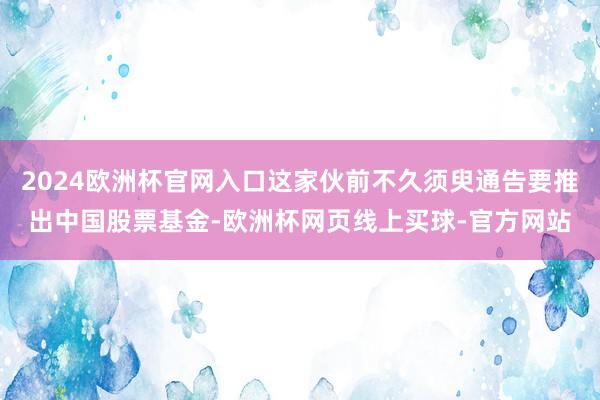 2024欧洲杯官网入口这家伙前不久须臾通告要推出中国股票基金-欧洲杯网页线上买球-官方网站