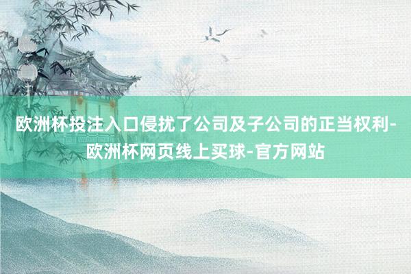 欧洲杯投注入口侵扰了公司及子公司的正当权利-欧洲杯网页线上买球-官方网站